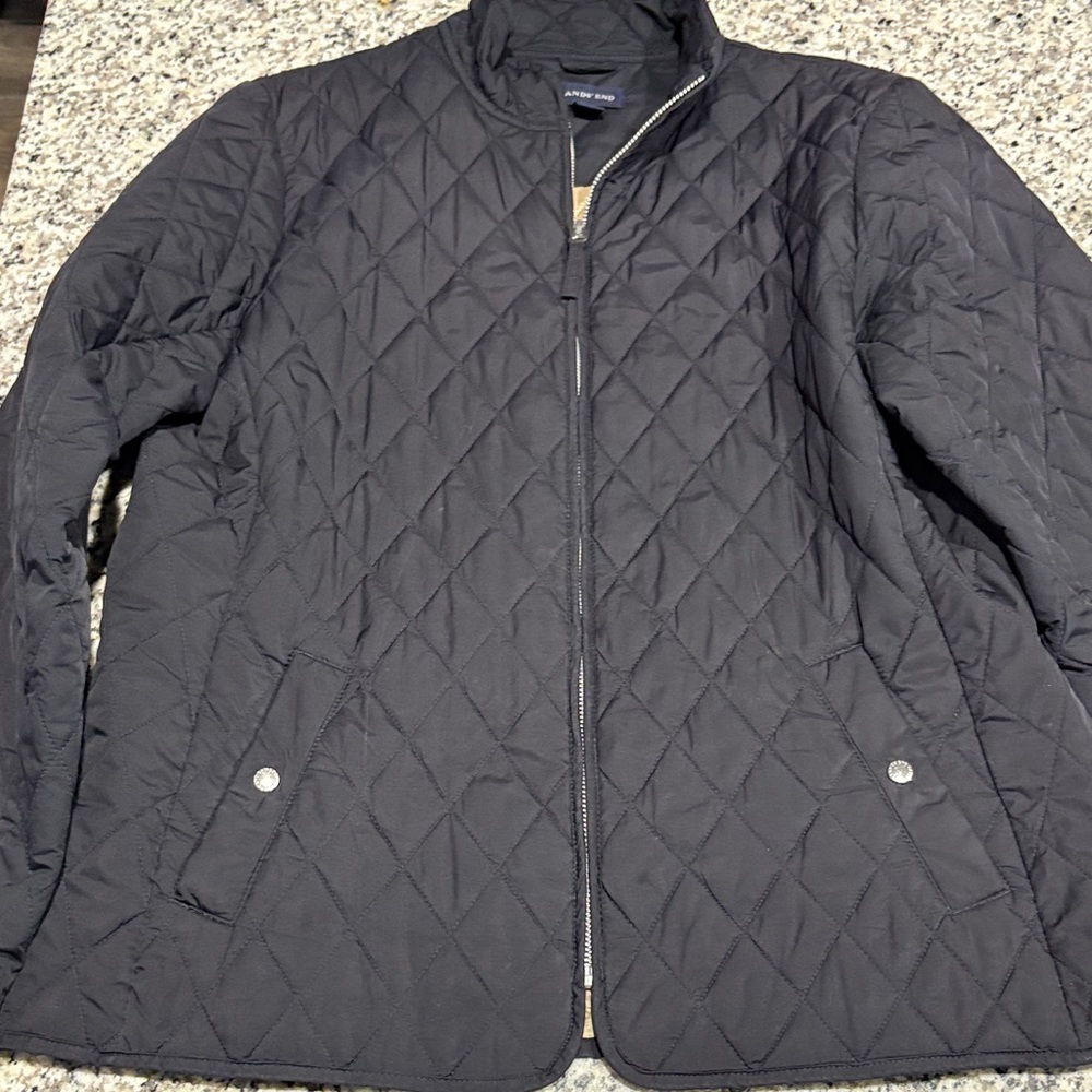 Lands’ End Black Quilted Jacket
